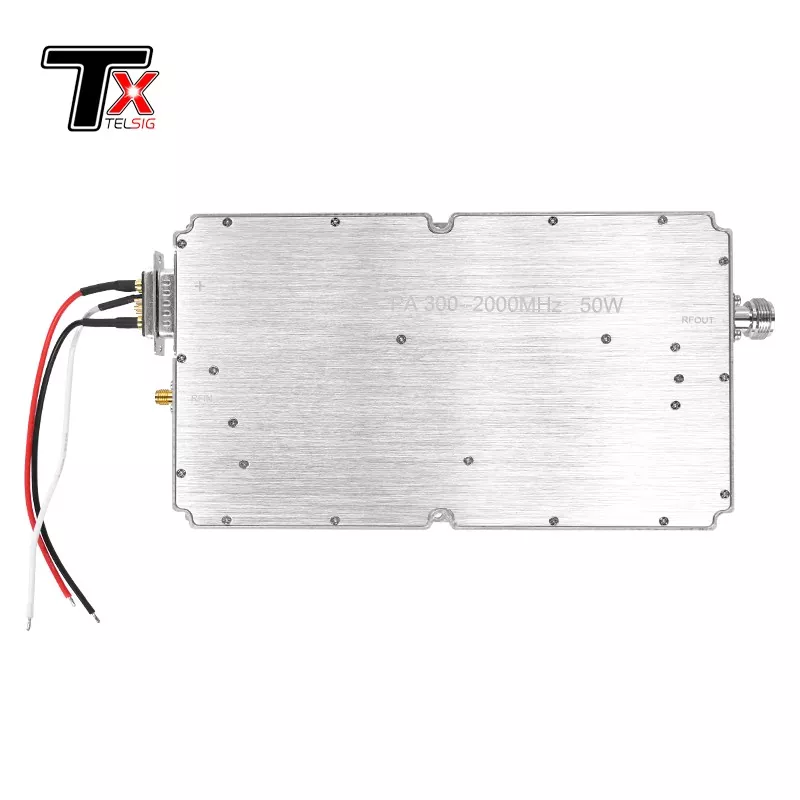 Un amplificador de potencia de banda ancha de 300–2000 MHz Módulo 50 W sin una fuente de señal
